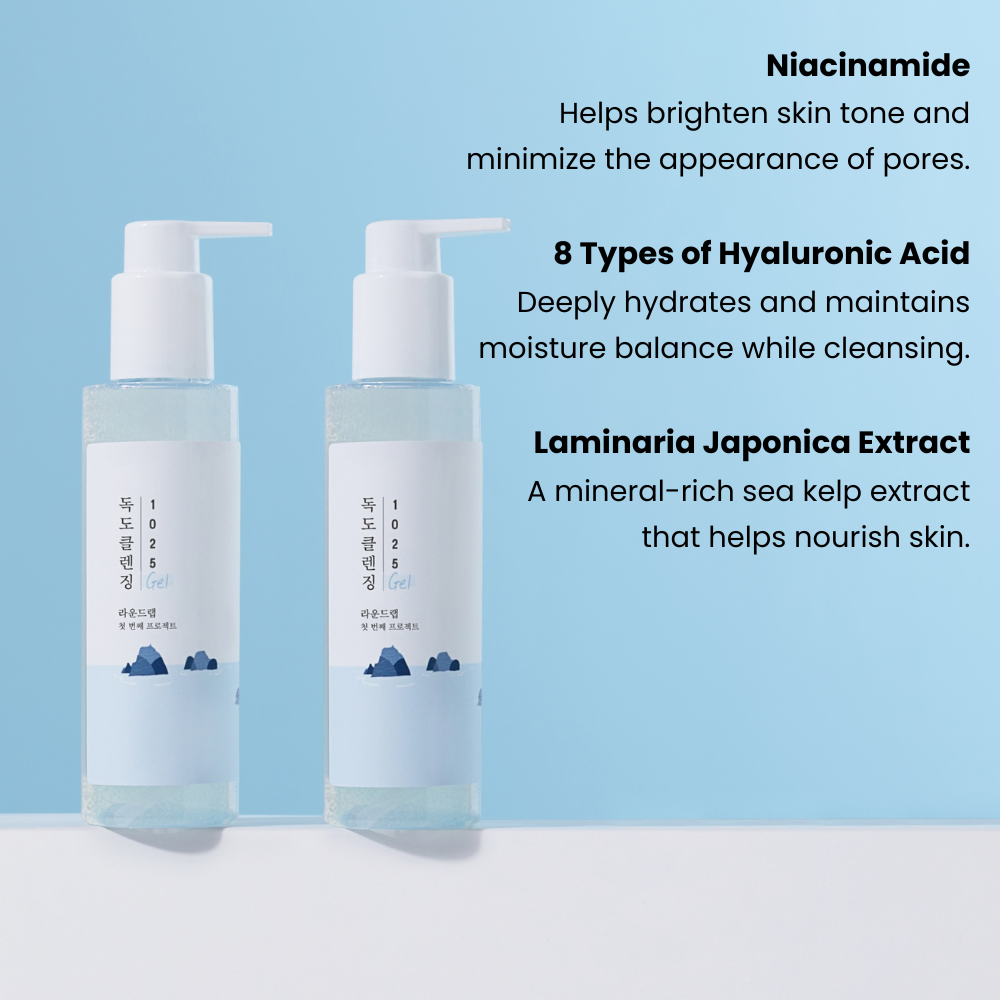 ROUND LAB 1025 Dokdo Cleansing Gel lathering and how to use