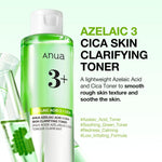 ANUA Azelaic 3 Cica Skin Clarifying Toner applied with a cotton pad