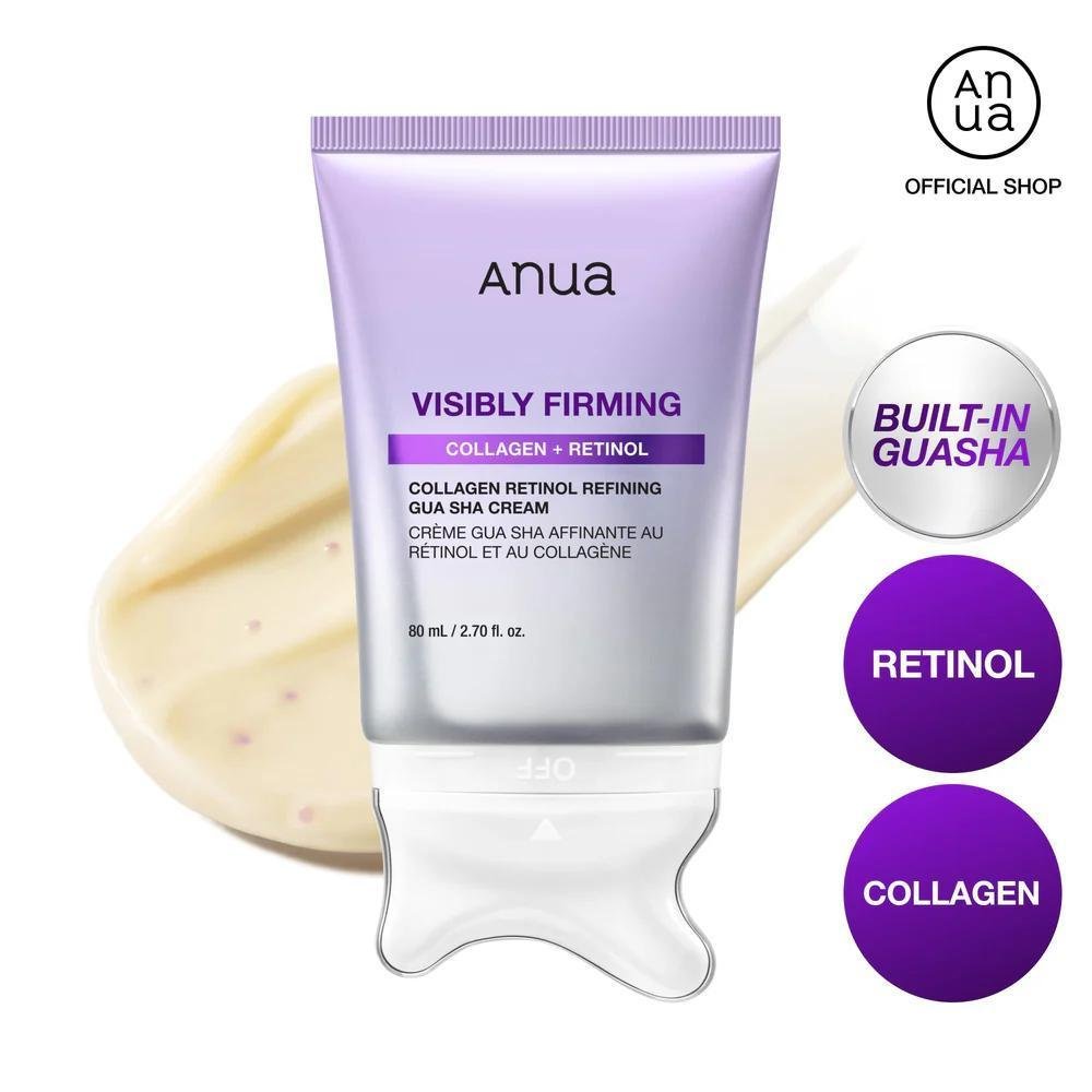 ANUA Collagen Retinol Refining Gua Sha Cream 80ml tube with applicator