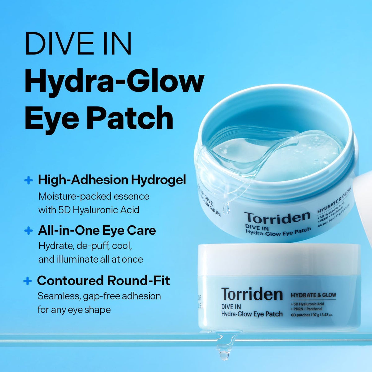 TORRIDEN Dive-In Hydra Glow Eye Patch applied under the eyes