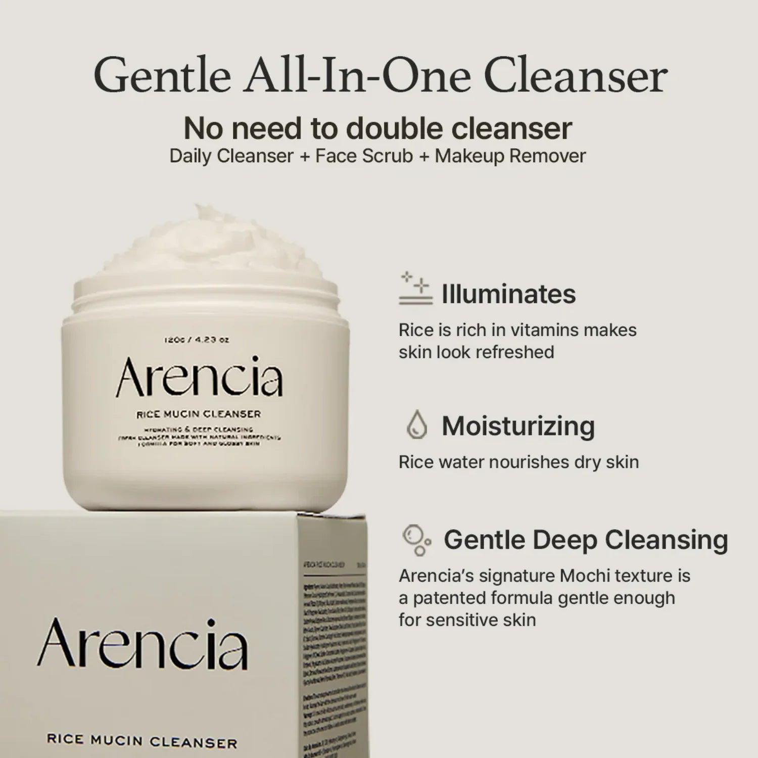 ARENCIA Fresh Rice Mucin Cleanser 120g