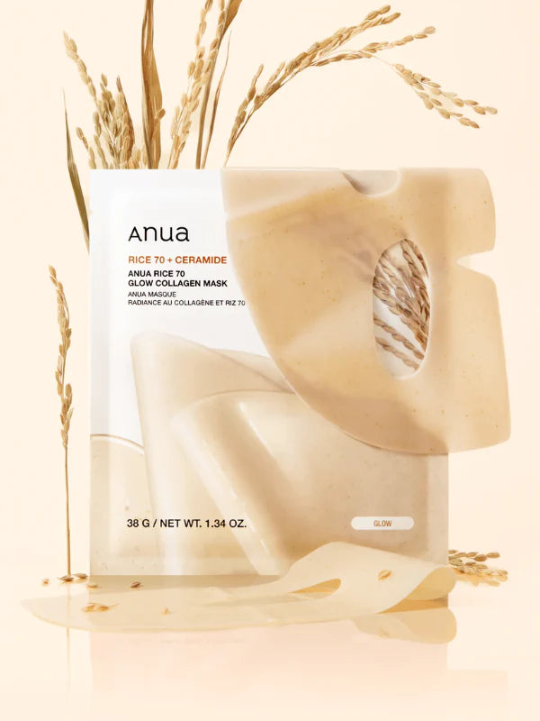 Anua Rice 70 Glow Collagen Mask 38g - 1 BOX / 4PCS