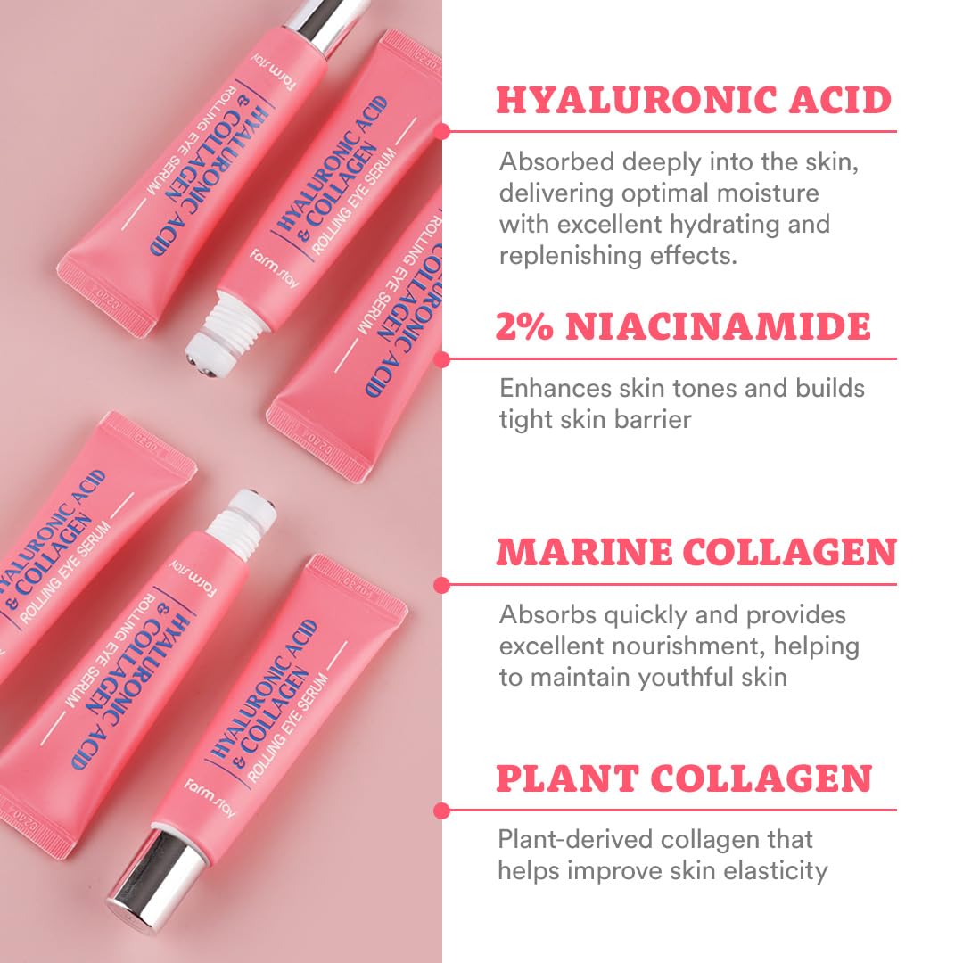 FARMSTAY Hyaluronic Acid &amp; Collagen Rolling Eye Serum 25ml