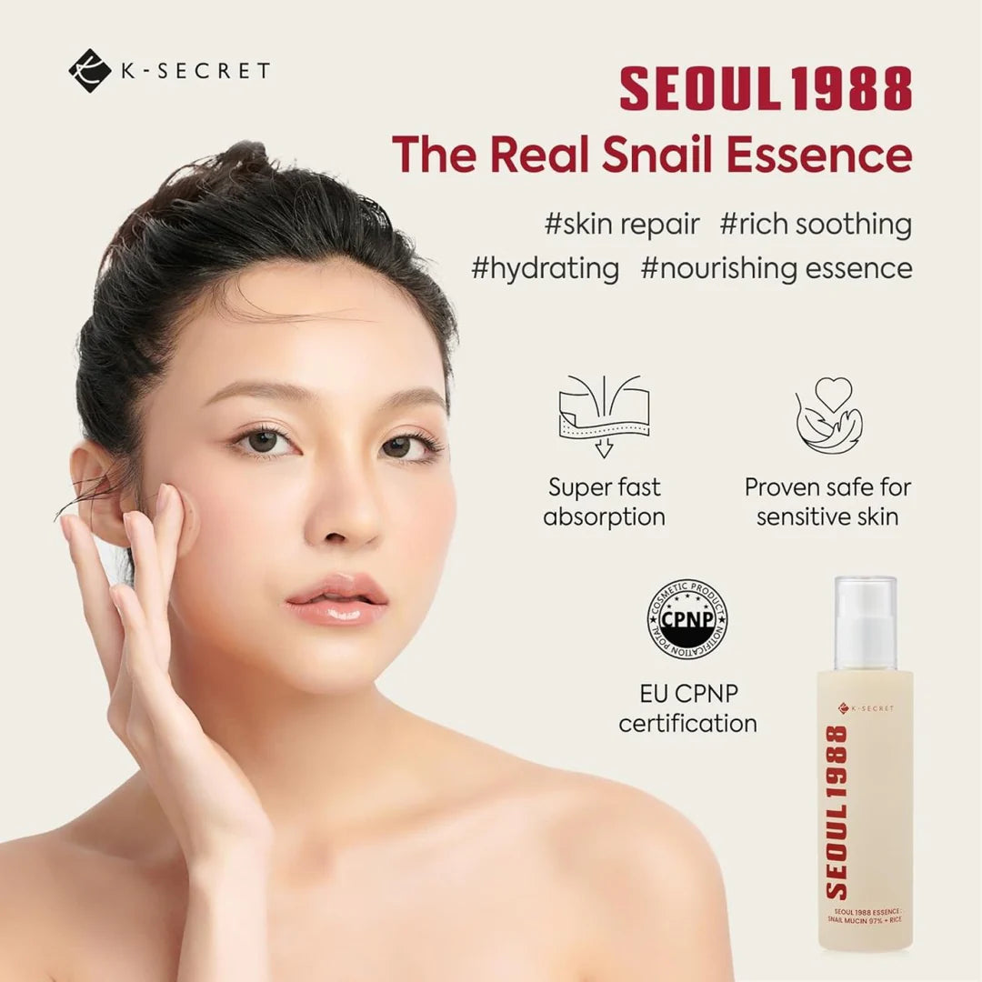 KSECRET Seoul 1988 Essence Snail Mucin 97% + Rice 100ml