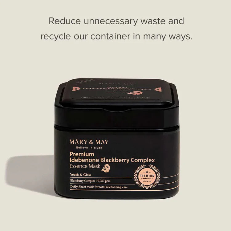 MARY N MAY Premium Idebenone Blackberry Complex Essence Mask 20pcs
