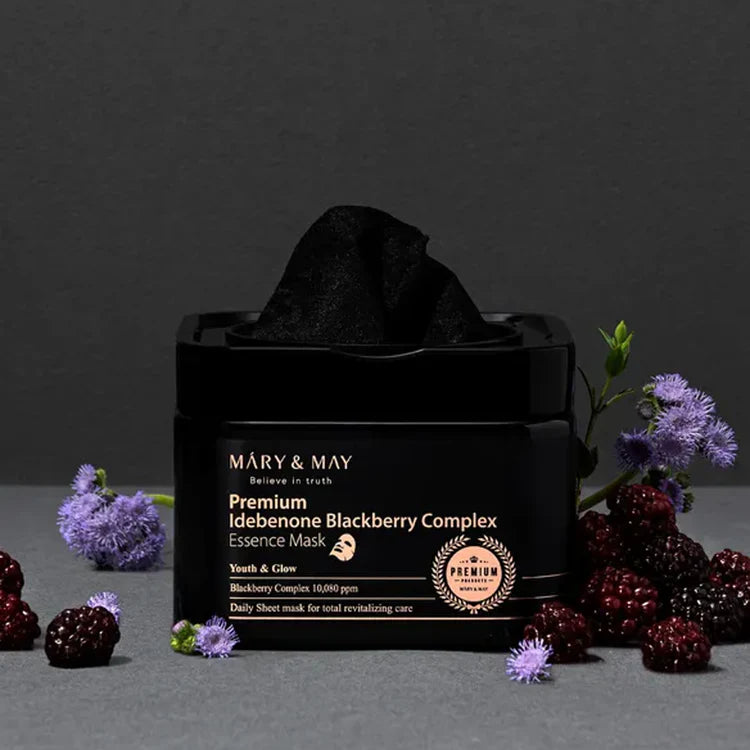 MARY N MAY Premium Idebenone Blackberry Complex Essence Mask 20pcs