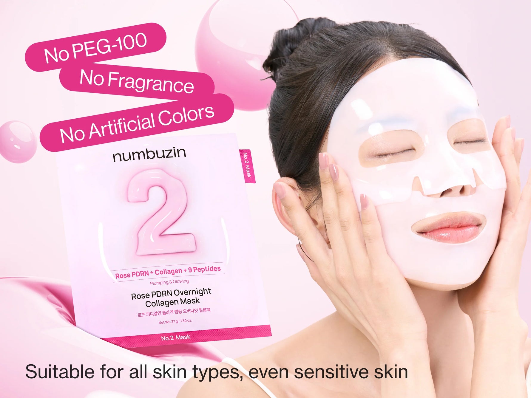 NUMBUZIN Masque Collagène Rose PDRN No.2 (4pcs)