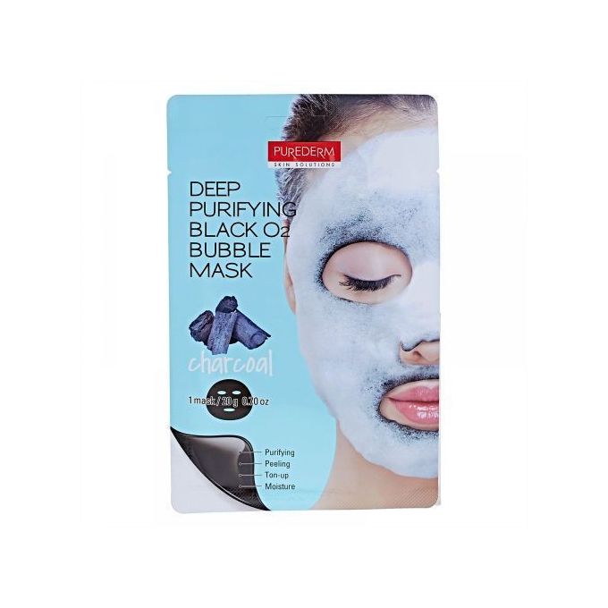 PUREDERM Deep Purifying Black O2 Bubble Mask Charcoal