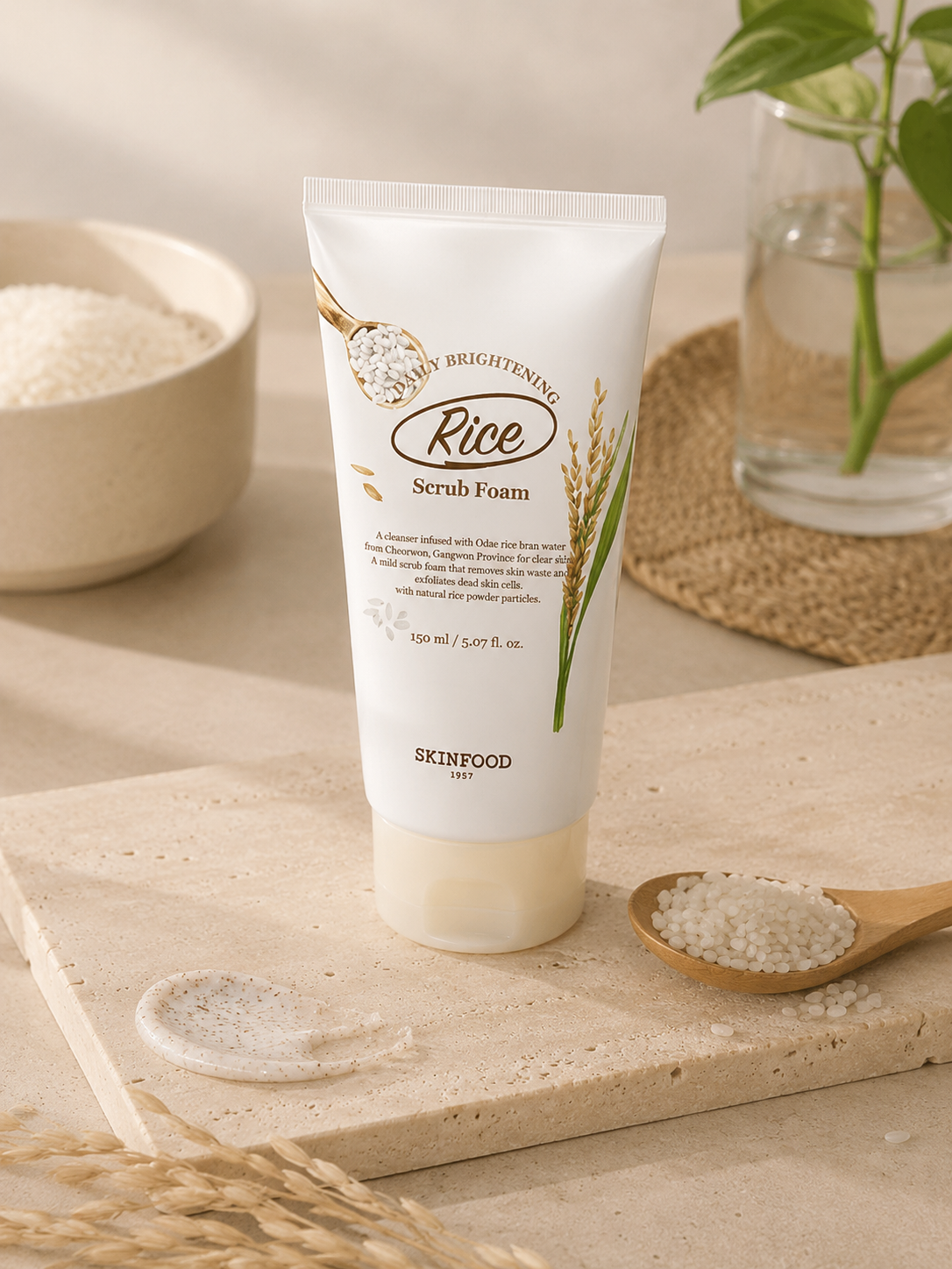 SKINFOOD Rice Daily Brightening Scrub Foam scrub texture close-up