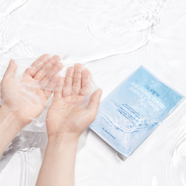 S.NATURE Super Aquagel Oasis Ampule Mask gel sheet unfolded