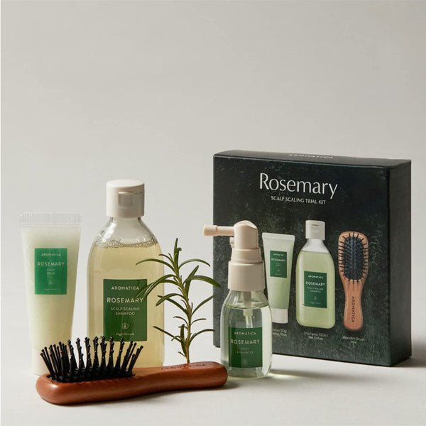 AROMATICA Rosemary Scalp Scaling Trial Kit 4pcs box and contents