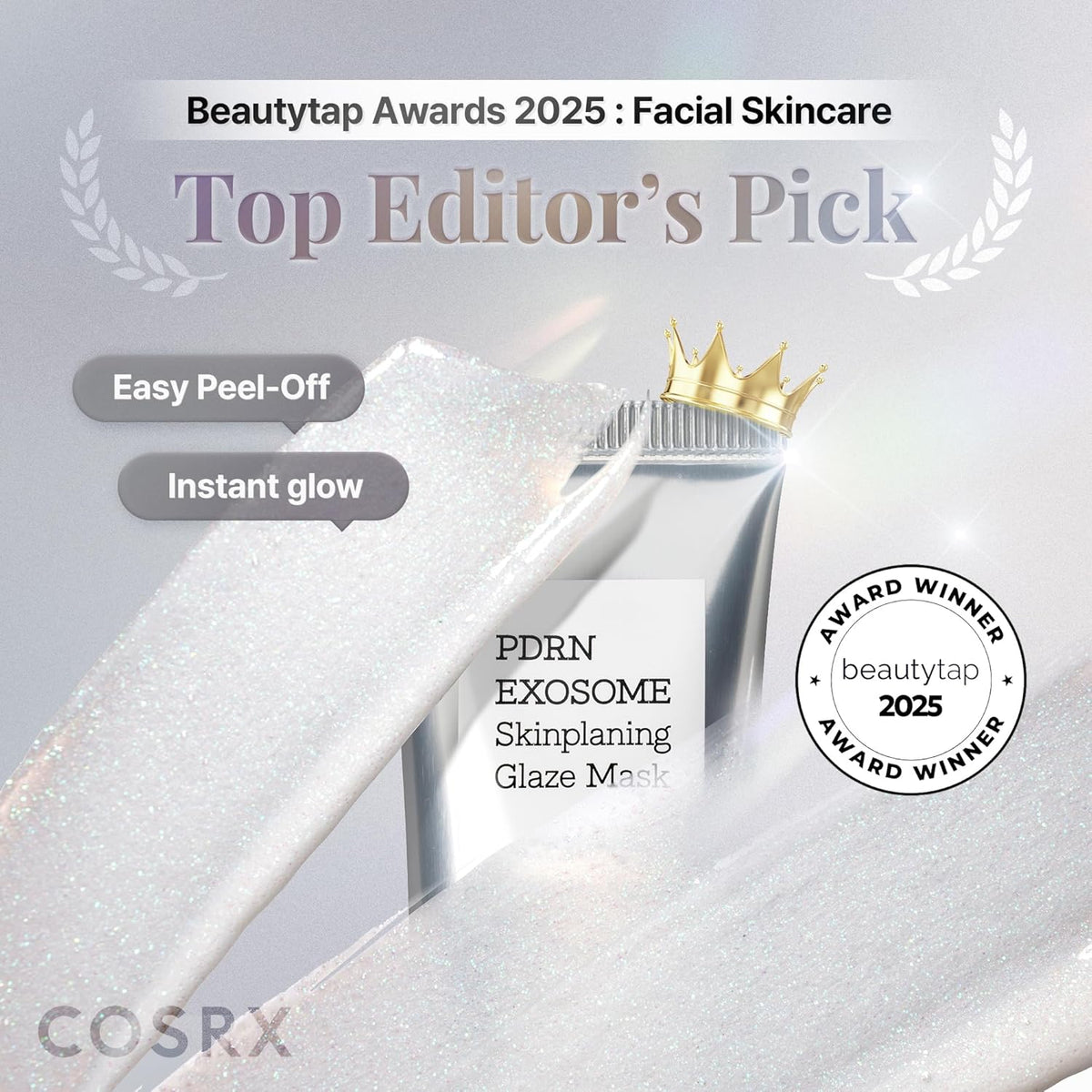 COSRX PDRN Exosome Skinplaning Glaze Mask applied with the silicone brush
