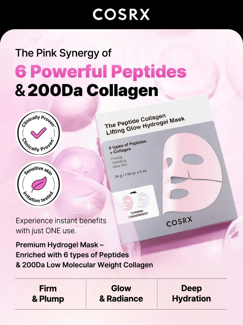 COSRX The Peptide Collagen Lifting Glow Hydrogel Mask hydrogel sheet pieces