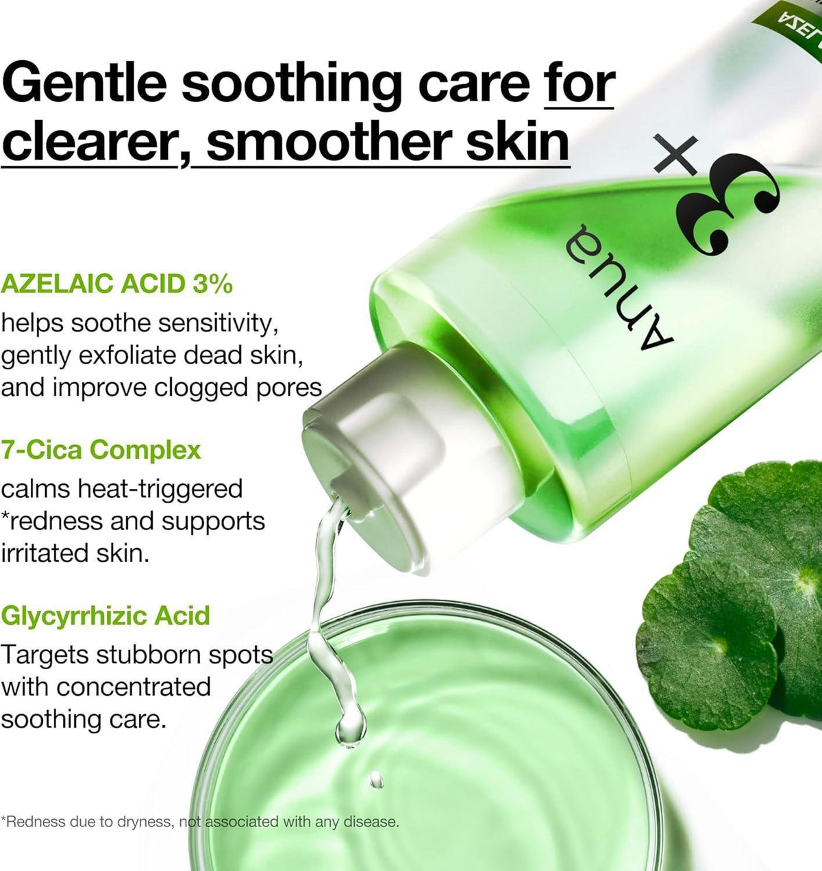 ANUA Azelaic 3 Cica Skin Clarifying Toner azelaic acid key ingredient