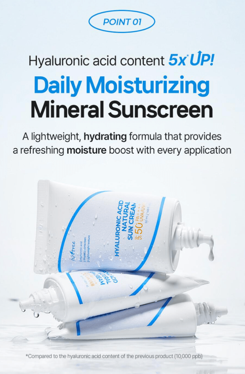ISNTREE Hyaluronic Acid Natural Sun Cream applied without white cast