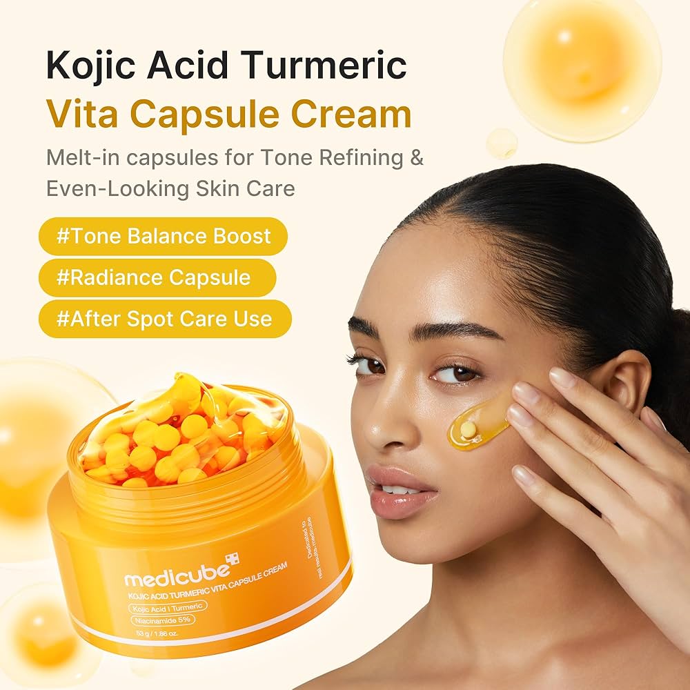 MEDICUBE Kojic Acid Turmeric Vita C Capsule Cream capsules and gel texture