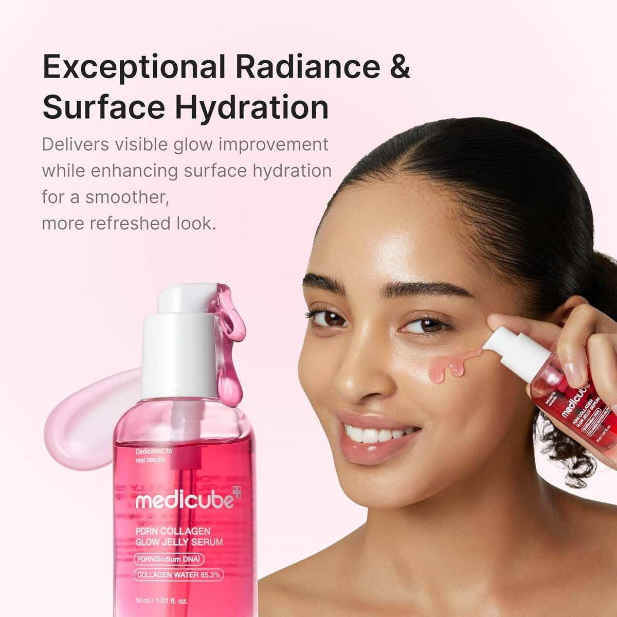 MEDICUBE PDRN Collagen Glow Jelly Serum glass skin glow result
