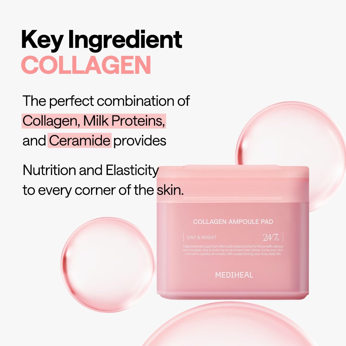 MEDIHEAL Collagen Ampoule Pad quilted and smooth pad sides