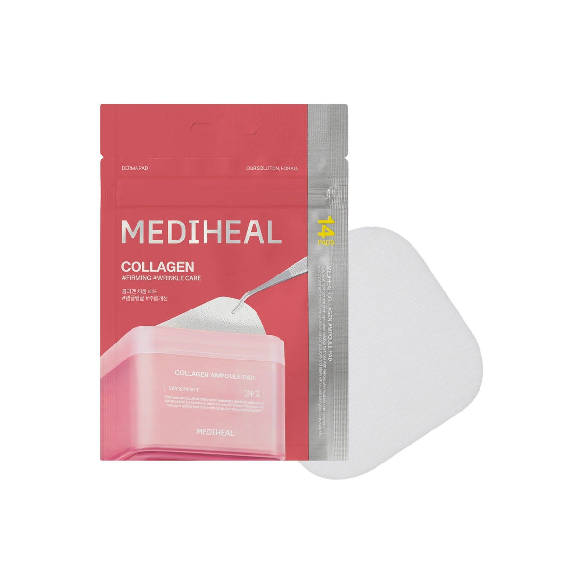 MEDIHEAL Collagen Ampoule Pad zipper pouch 14pcs packaging