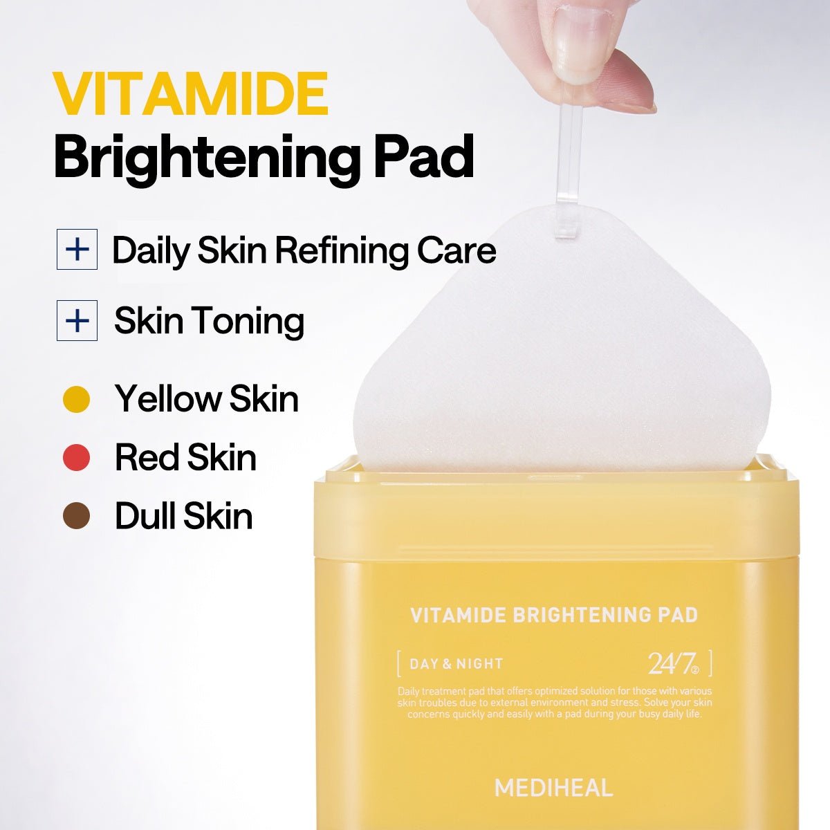 MEDIHEAL Vitamide Brightening Pad pads inside the pouch