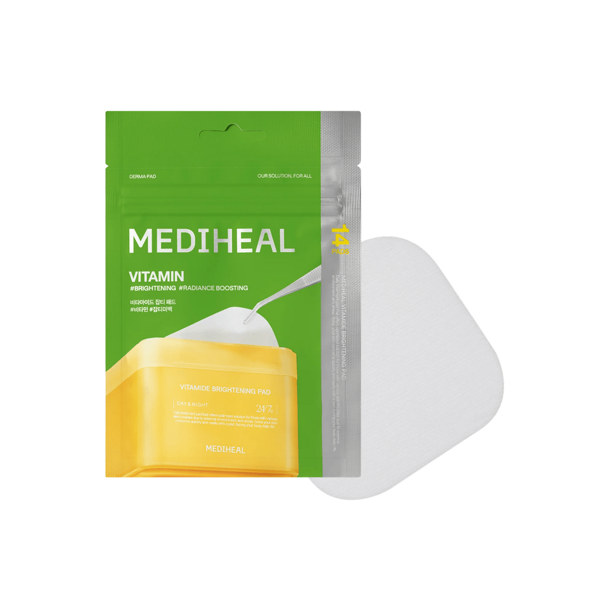 MEDIHEAL Vitamide Brightening Pad zipper pouch 14pcs packaging