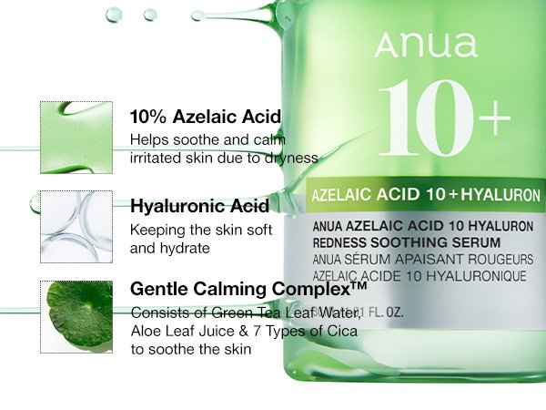 ANUA Azelaic Acid 10 Hyaluron Redness Soothing Serum 30ml