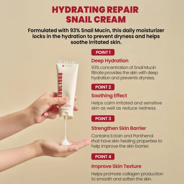 KSECRET Seoul 1988 Cream Snail Mucin 93% + Rice 100ml