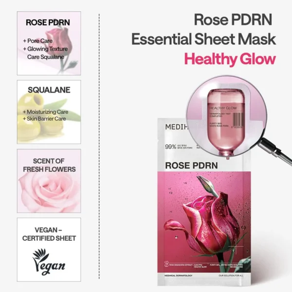 MEDIHEAL Rose PDRN Essential Mask Healthy Glow 1pc
