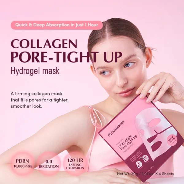 EQQUALBERRY Collagen Pore-tight up Hydrogel Mask - 1 BOX / 4 PCS